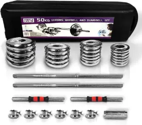 Action Sports 148068812408 Mlnshops Compact Dumbbell Set With Carry Box 50kg Chrome