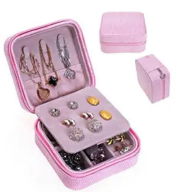 Color Pink - Cool Jewels Palm Sized Compact Jewelry Box 740016260608 A