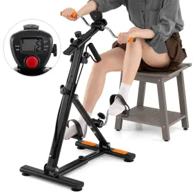 Hcst10871 Costway Exercise Bike With Adjustable Resistance Lcd Monitor Hands And Feet Massage
