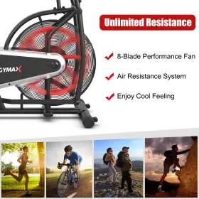 Sp37621bk Costway Unlimited Resistance Airdyne Bike Fan Exercise With Clear Lcd Display #2