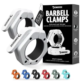 Bclips-w-nm-v2 Dmoose Fitness Barbell Clips 2 Inch Pair - Quick Release Olympic White