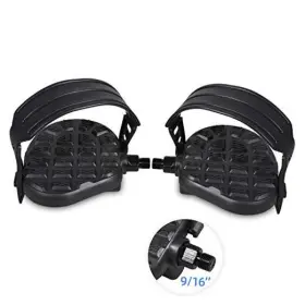 Pe019-m Drbike Replacement Bike Pedals With Strap For 9/16 Inch Thread Spindle