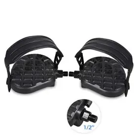 Pe019-s Drbike Replacement Bike Pedals With Strap For 1/2 Inch Thread Spindle
