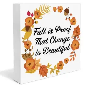 Fall-03 Dumyum 1223 Fall Home Decor Leaves Wooden Sign Rustic Farmhouse Decorations #2