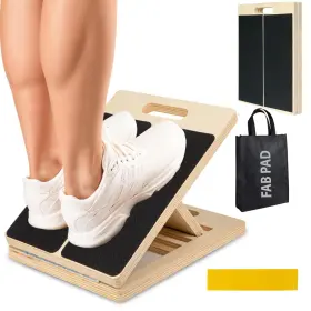 Fab Pad 198715149357 Wooden Slant Board For Calf Stretching - Adjustable Incline Exercise Stretche