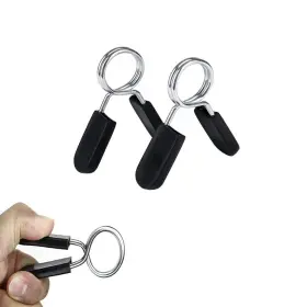 Fitness Maniac 689270292829 Standard 1 Inch Barbell Bar Clamps Spring Black Chrome