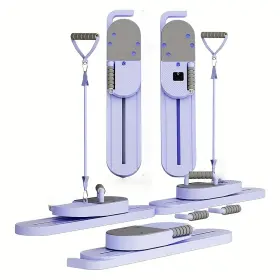 Flexella 679070646489 Multifunctional Ski Machine With Digital Display Resistance Bands Home Leg