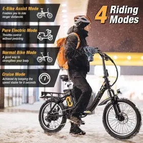 Folding Electric Bicycle Adults 197867890032 For With 20-inch Fat Tires Snow E-bike - Color #3