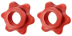 Galepromot 792483828256 2pcs Red Dumbbell Hex Nut 25mm Barbell Bar Hexagon Nuts Spin-lock Collars