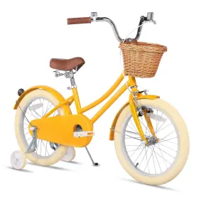 B0chb6299b Glerc Little Molly 18 Inch Retro Cruiser Kids Bike For Girls 5-9 Yrs With Basket Yell