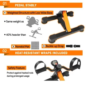 Goredi 724725912065 Under Desk Bike Pedal Exerciser Adjustable And Foldable Cycle Exercise Fo #3