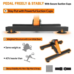 Goredi 768556560088 Under Desk Bike Pedal Exerciser Adjustable Heights And Foldable Cycle Exercise #3