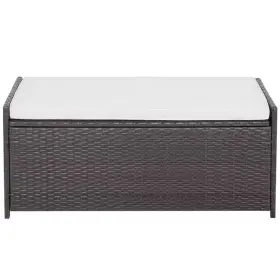 Gtnali 313104987901 34 Gallon Mix Brown Rattan Outdoor Storage Bench With Seat Cushion And Zippered