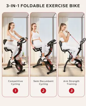 Hapbear 796345961464 Folding Exercise Bike Magnetic Foldable Stationary 3 In 1 Mode #2