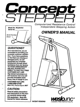 107856 Icon Health & Fitness Inc. 710594536365 And Owner Manual Works W Weslo Concept - Wl201