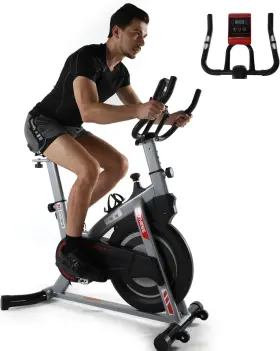 Ise 760324315408 Exercise Bike Adjustable Silent Indoor Cycling With Lcd Monitor Comforta