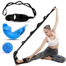Jtb-001 Jiurun Foot And Calf Stretcher Kit - Leg Stretching Strap Rocker Hamstring An
