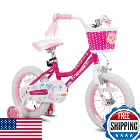 B07f2jzcq4 Joystar Angel 16 Inch Girls Bike With Training Wheels And Basket - Fuchsia Ages 4-7