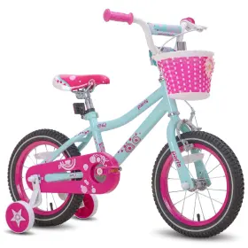 B088cqy417 Joystar 16 Inch Girls Bike With Training Wheels And Hand Brake Ages 4-7 Blue Kids Bicy