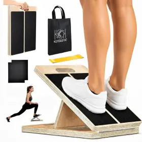 Kitchletic 737558768198 Adjustable Wooden Slant Board For Calf Stretching Squats And Physical Therapy