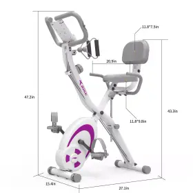 Bc22802 Leikefitness Folding Stationary Recumbent Cycling Exercise Bikes Lcd Monitor 12 Levels White #2