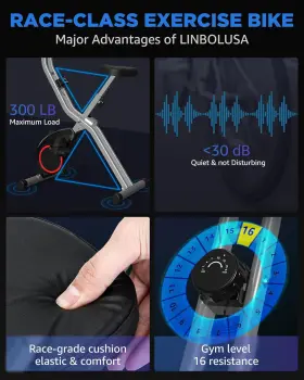 Uslb-816 Linbolusa Portable Exercise Bike Stationary Bikes For Home Indoor Foldable With 16 #3