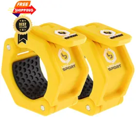 Lock-jaw Barbell Collars 008325 Lock-jaw Sport Olympic Clamps 2 Pcs Heavy Yellow