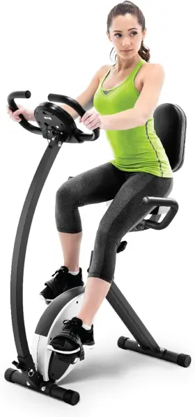 B017mira7i Marcy Foldable Upright Exercise Bike Adjustable Resistance Recumbent Black