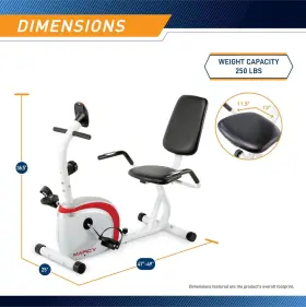 Ns908r Marcy Recumbent Exercise Bike With 30.50 X 11.50 21.50 Inches White #2