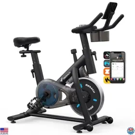 B0cjvcm65c Merach Stationary Exercise Bike Low Noise 300lbs Capacity App And Tablet Mount