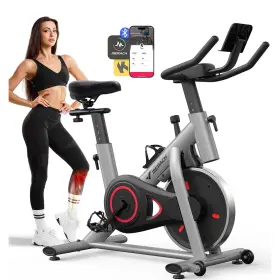 S26h1-grey Merach S26h1 Grey Exercise Bike Stationary 100 Resistance Levels Indoor Cycling