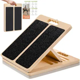 Mogenxoye 792105826394 Thickened Wooden Calf Stretching Slant Board Portable Adjustable 320 Lbs Wedge