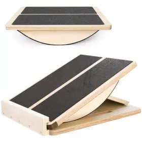 Mucitagf 717164679798 Wooden Slant And Balance Board - Adjustable Incline Calf Stretcher