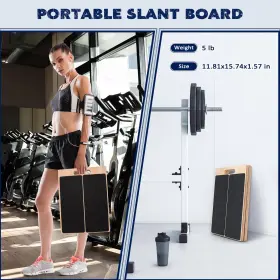 Norbase 414855081749 Portable Wooden Slant Board For Calf Stretching Squats Stretcher Physical #2