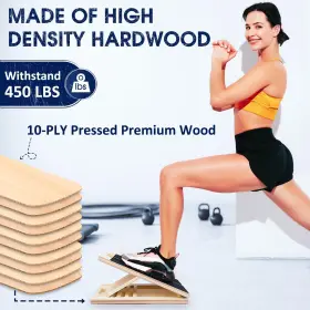 Norbase 414855081749 Portable Wooden Slant Board For Calf Stretching Squats Stretcher Physical #3