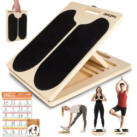 Odcpn 708707201439 3-in-1 Wooden Slant Board And 180 /360 Balance Portable 6 Angle Adjusta