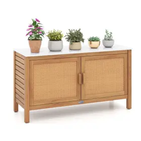 Outdoor Acacia Wood Storage Cabinet Outside Tool Cabinet Fax Mar 019119029062 With Marble Top