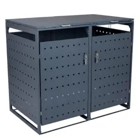 Outdoor Metal Garbage Bin Storage Shed 019119004830 For 2 Trash Cans Double Can Enclosu