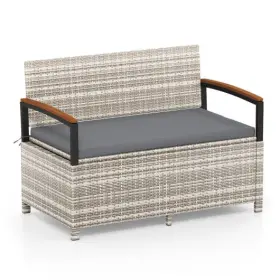 Outdoor Storage Bench Deck Box Patio Furniture Cushion-gray - Co 019119018486 With Cushion-gray - Color