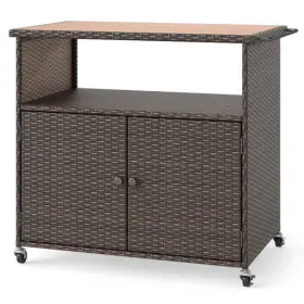 Outdoor Storage Cabinet Acacia Wood Lockable Wheels 197867217631 With Top And