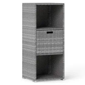 Outdoor Storage Cabinet Patio Wicker Organizer Drawer-gray - Col 019119018011 With Drawer-gray - Color