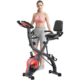 Pleny 653472994348 Folding Exercise Bike Indoor Stationary 16-level Magnetic Resista