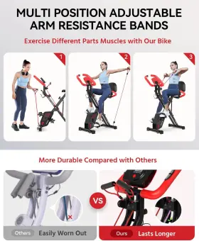 Pooboo 313043945932 Folding Exercise Bike Foldable Fitness Stationary Machine Upright Indoor #2