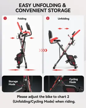 Pooboo 313043945932 Folding Exercise Bike Foldable Fitness Stationary Machine Upright Indoor #3