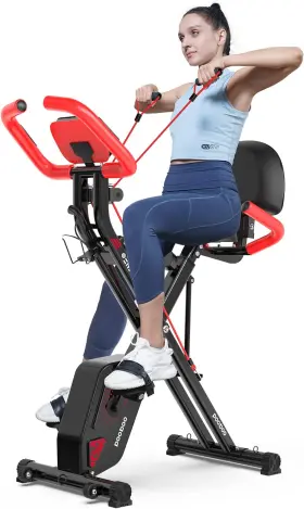 Pooboo 313043945932 Folding Exercise Bike Foldable Fitness Stationary Machine Upright Indoor