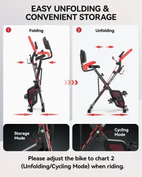 Pooboo 412792355017 Foldable Fitness Stationary Bike With Multifunctional Lcd Display And Ipad Hol #3