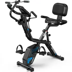 Pooboo 6412792354980 Folding Exercise Bike With Hand Crank Multifunctional Stationary -b
