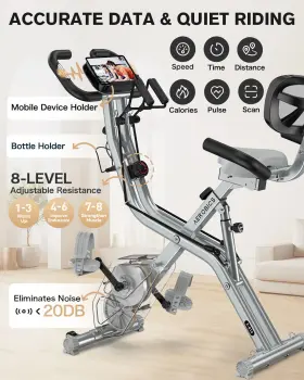 Bt-819 Pooboo Folding Exercise Bike Fitness Stationary Machine Upright Cycling Xbike #2