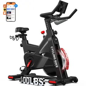 D81001 Pooboo Exercise Bike Stationary Home Workout With Comfortable Seat Cushion