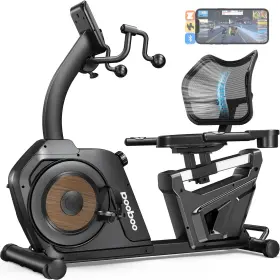 W21603 Pooboo Recumbent Exercise Bike Stationary Bikes For Home With Arm Exerciser Magnet